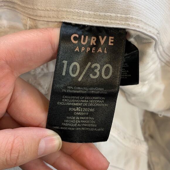 Curve Apparel Jeans Womens 10 White Denim Cotton Blend Stretch Curvy Straight - Picture 11 of 14